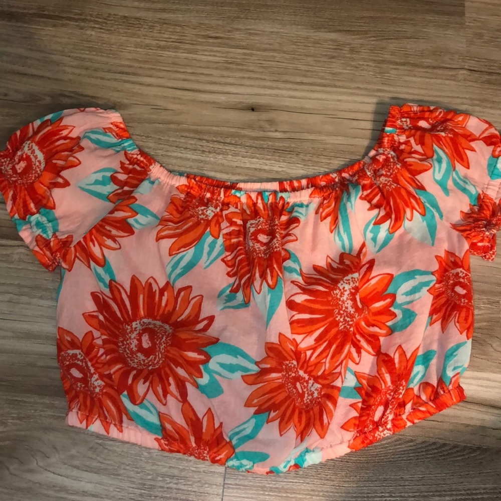 Aerie off the shoulder floral crop top